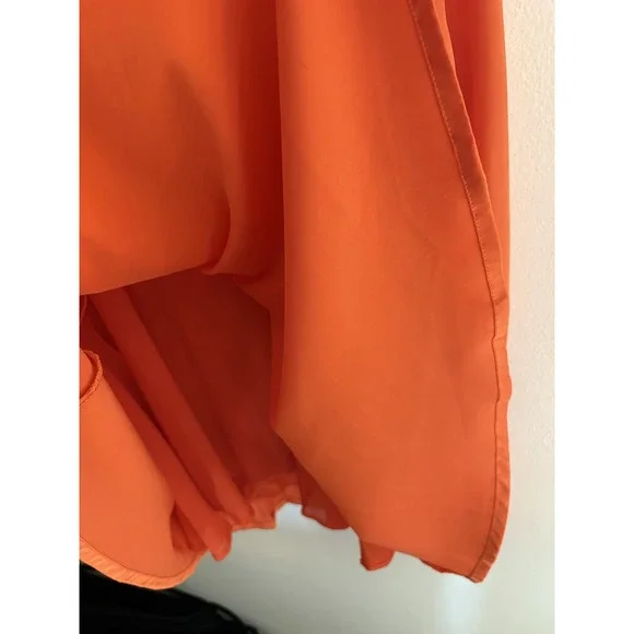 Orange Satin Cutout V-Neck Balloon Sleeve Mini Dress Small Cocktail y2k style - Picture 7 of 9
